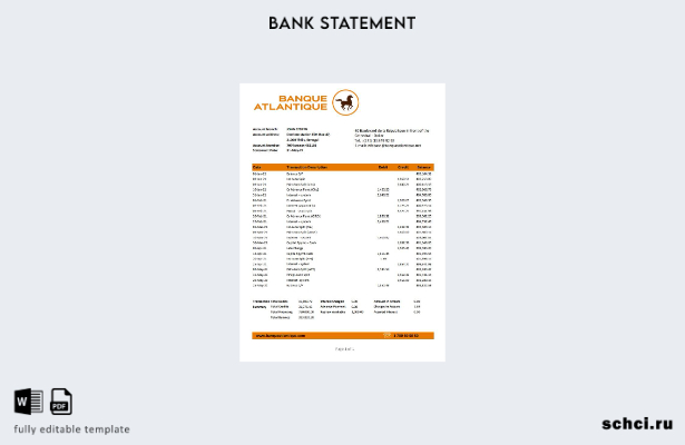 цифровая загрузка шаблона Excel банковской выписки Senegal Banque Atlantique
